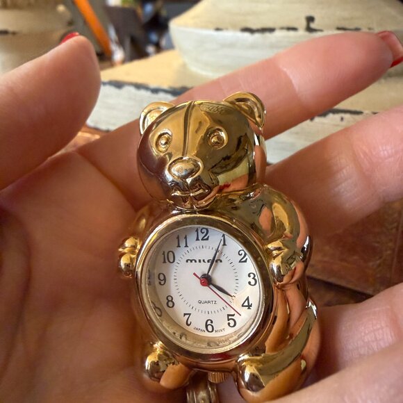 Miniature Milan Brass Teddy Bear Clock Works Perfectly - Picture 10 of 10
